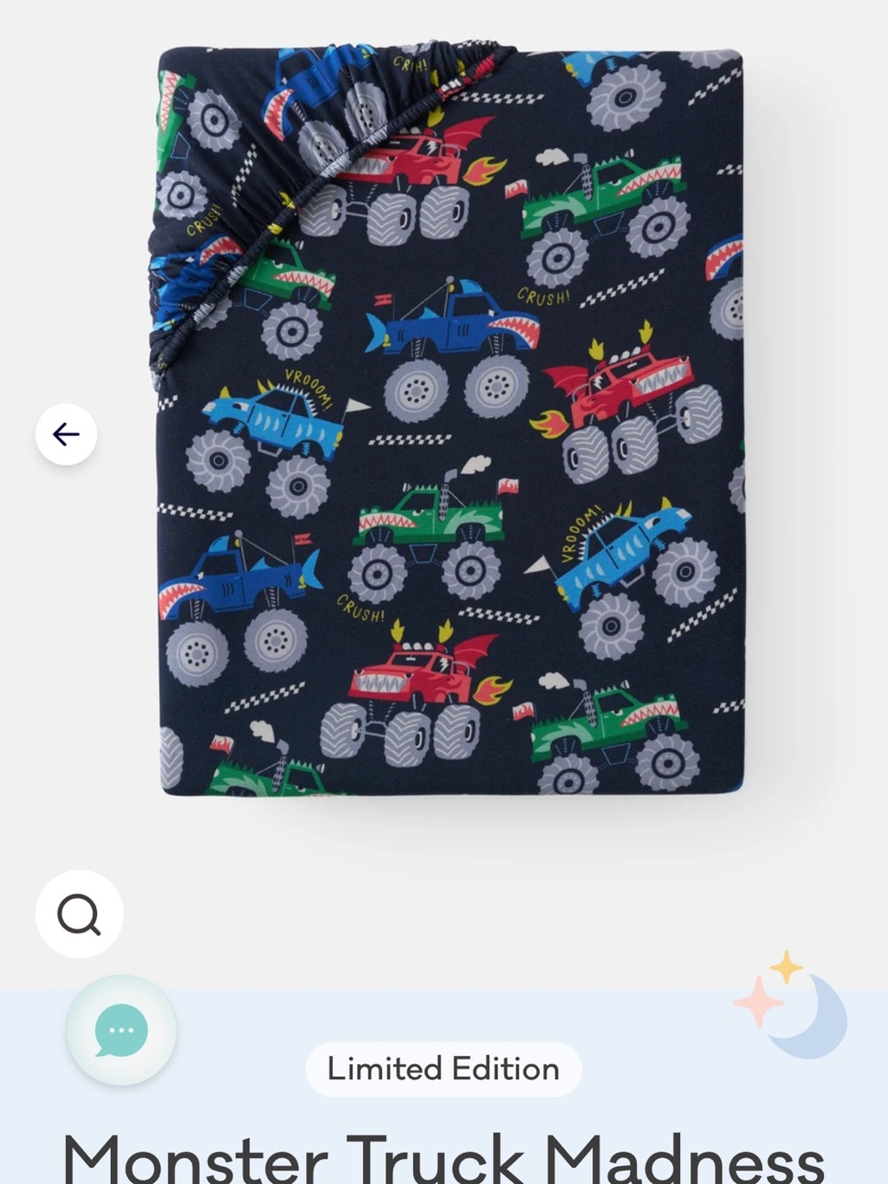 Little sleepies monster truck fitted crib sheet